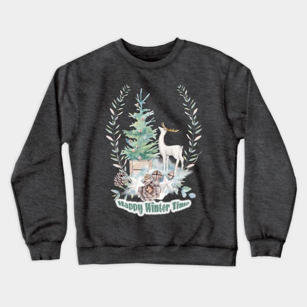 Happy Winter Time Crewneck Sweatshirt by DutchDeer